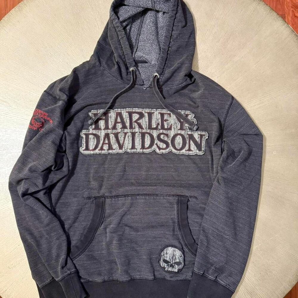 VTG Harley-Davidson Distressed Slub-Knit Hoodie XL